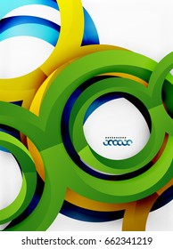 Vector 3d rings and swirls design background