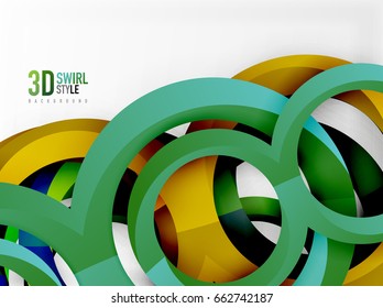 Vector 3d rings and swirls design background