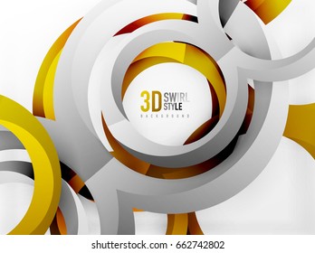 Vector 3d rings and swirls design background