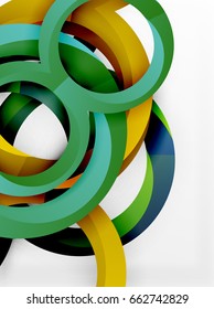 Vector 3d rings and swirls design background