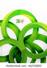 Vector 3d rings and swirls design background