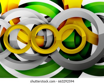 Vector 3d rings and swirls design background