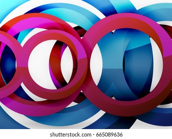 Vector 3d rings and swirls design background