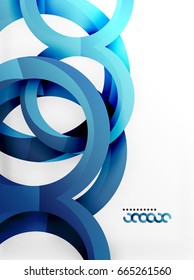 Vector 3d rings and swirls design background