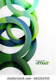 Vector 3d rings and swirls design background