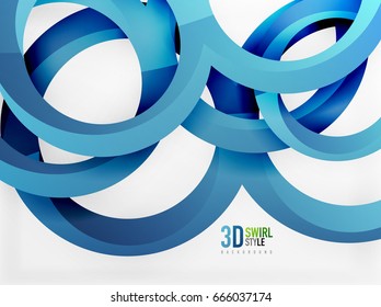 Vector 3d rings and swirls design background