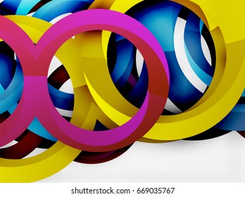 Vector 3d rings and swirls design background