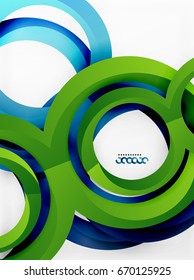 Vector 3d rings and swirls design background