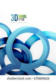 Vector 3d rings and swirls design background