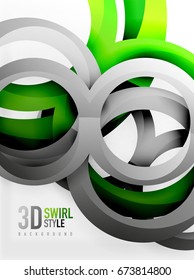 Vector 3d rings and swirls design background