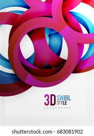 Vector 3d rings and swirls design background