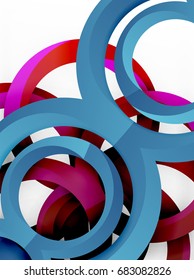 Vector 3d rings and swirls design background