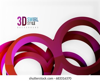 Vector 3d rings and swirls design background