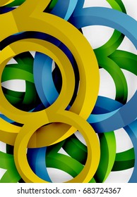 Vector 3d rings and swirls design background