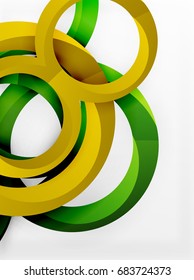 Vector 3d rings and swirls design background