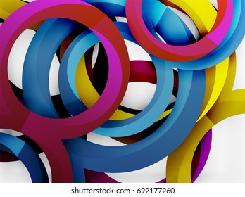 Vector 3d rings and swirls design background