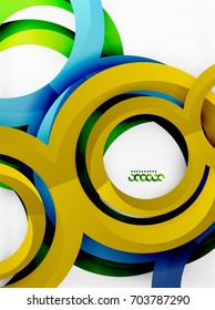 Vector 3d rings and swirls design background