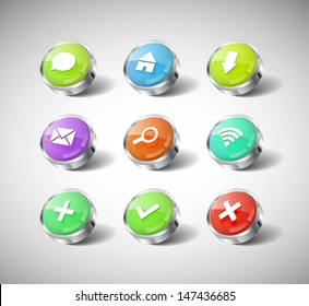 Vector 3d round glass icons collection