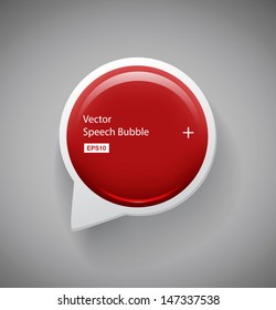 Vector 3d round red plastic glossy speech bubble