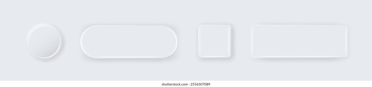 Vector 3d Round and Square White Metal, Plastic Blank Empty Button Badge Isolated. Button Badge. Brooch Pin. Template for Branding