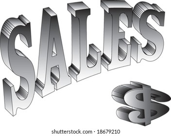 vector 3D sales and dolar symbol illustration
