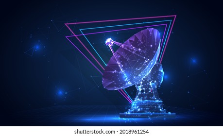 vector 3d scanner radar from triangular polygons on a blue background