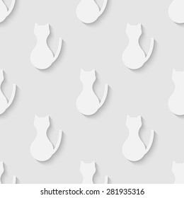 Vector 3d seamless cat body silhouette pattern background. Minimalistic monochrome background for decoration, wallpaper and print. Eps10