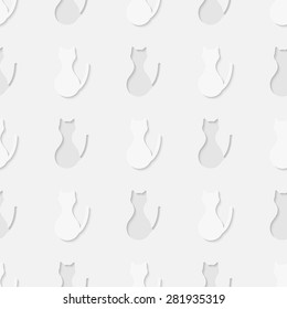 Vector 3d seamless cat body silhouette pattern background. Minimalistic monochrome background for decoration, wallpaper and print. Eps10