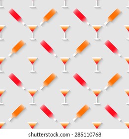 Vector 3d seamless pattern with color alcohol cocktail mix. Minimalistic gray background for decoration, wallpaper and print. Eps10