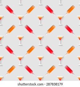 Vector 3d seamless pattern with color alcohol cocktail mix. Minimalistic gray background for decoration, wallpaper and print. Eps10