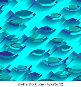 Vector 3d seamless pattern with fishes.