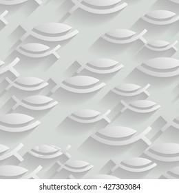 Vector 3d seamless pattern with fishes.