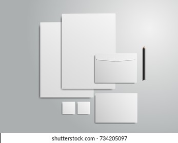 Vector 3d Set of identity for branding on gray background. illustration