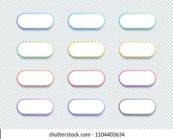 Vector 3d Shape White Text Box Banner Elements Set Of 12