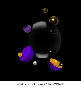 Vector 3d shapes background. Abstract 3d illustration. 3d geometric shapes. Modern wallpaper. Creative digital design.