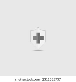 símbolo de salud de escudo 3D vectorial y médico