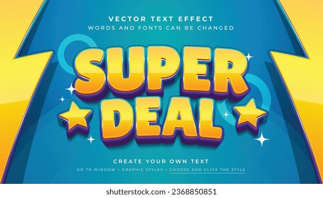 Vector 3D shiny yellow orange text effect. Promotion super sale graphic style on abstract background