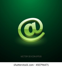 Vector 3d at sign glossy icon