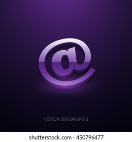 Vector 3d at sign glossy icon