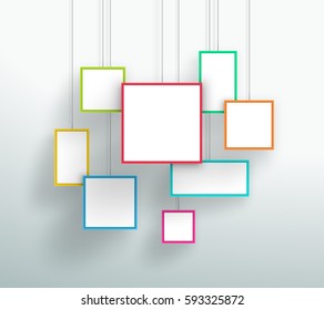 Vector 3d Simple Colorful Hanging Square Frames Design