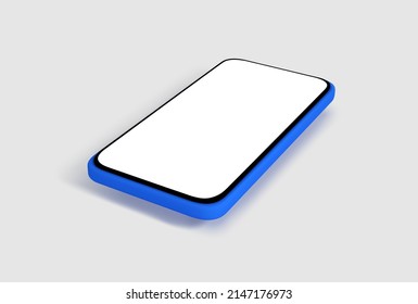 Vector 3d smartphone in a minimalist style. Modern smartphone mockup with blank screen.