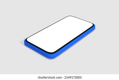 Vector 3d smartphone in a minimalist style. Modern smartphone mockup with blank screen.