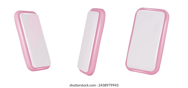 Vector 3d smartphones set in a minimalist style. Modern smartphone mockup with blank screen.