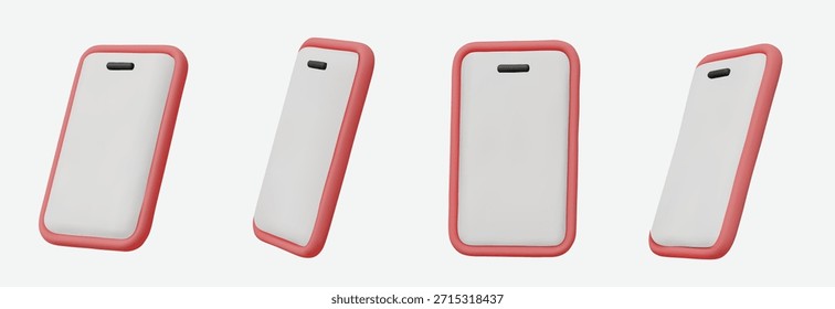 Vector 3d smartphones set in a minimalist style. Modern smartphone mockup with blank screen.