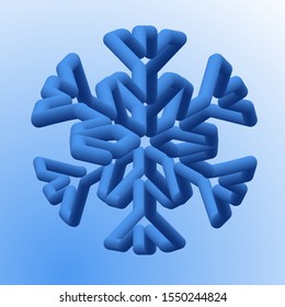 Vector 3d snowflake icon siolated on gradient blue background. New year and Christmas design element.