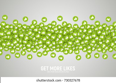 Vector 3D Social Network Like Thumb Up Green Icons Abstract Conceptual Illustration Isolated on White Background. Design Elements for Web, Internet, App, Promotion, Marketing, SMM, CEO, Business