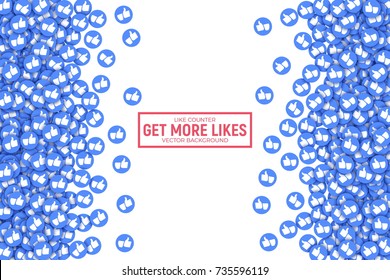 Vector 3D Social Network Like Thumb Up Blue Icons Abstract Illustration Isolated on White Background. Design Elements for Web, Internet, App, Analytics, Promotion, Marketing, SMM, CEO, Business