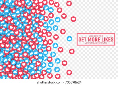 Vector 3D Social Network Like Icons Abstract Illustration Isolated on Transparent Background. Design Elements for Web, Internet, App, Advertisement, Promotion, Marketing, SMM, CEO, Business, Analytics