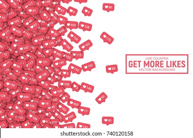 Vector 3D Social Network Like Counter Icons Abstract Illustration Isolated on White Background. Rating Scale Design Elements for Web, Internet, App, Advertisement, Promotion, Marketing, SMM, CEO