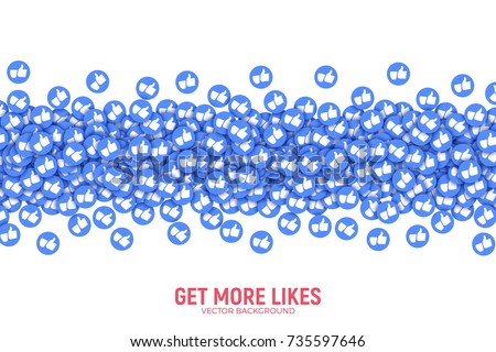 Vector 3D Social Network Like Thumb Up Blue Icons Abstract Illustration Isolated on White Background. Design Elements for Web, Internet, App, Analytics, Promotion, Marketing, SMM, CEO, Business